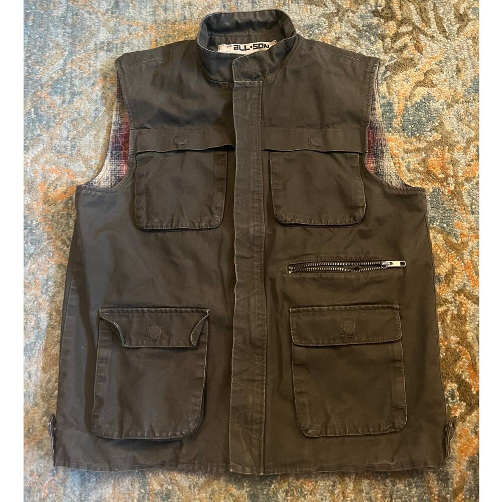 All-Son Men’s Flannel Lined Utility Vest, Size Small